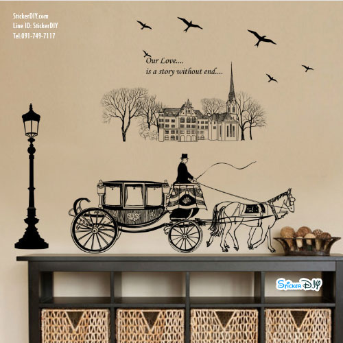 Transparent wall sticker สติ๊กเกอร์ติดผนัง Our love is a story without end (กว้าง130cm.xสูง110cm.)