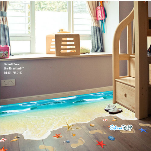 Wall sticker สติ๊กเกอร์ติดผนังสามมิติ 3D BEACH สไตล์ C (กว้าง88cm.xสูง82cm)