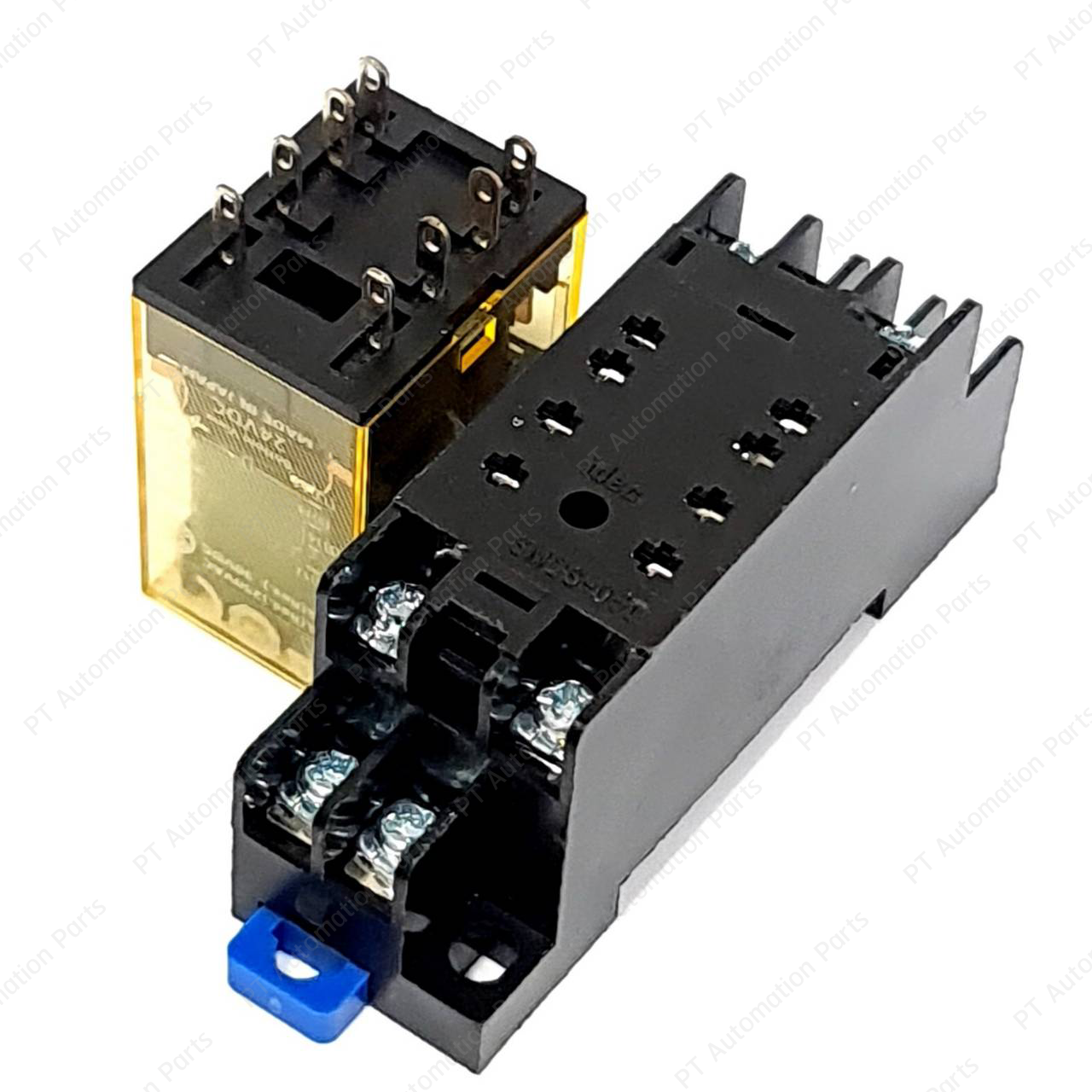รีเลย์พร้อมซ็อกเก็ต IDEC RU2S-NF-D24 SM2S-05D 24VDC 10A 2คอนแทค 8ขา Relay with Socket 8-pins ติดตั้งแบบยึดรางปีกนก