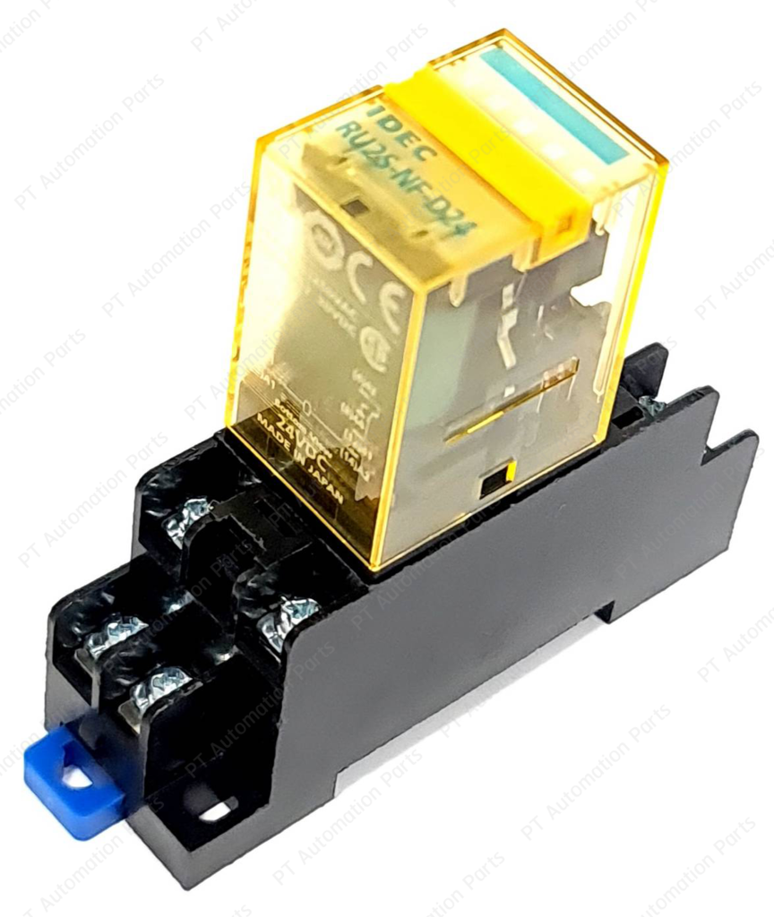 (แพ็ค/10ชุด) รีเลย์พร้อมซ็อกเก็ต IDEC RU2S-NF-D24 SM2S-05D 24VDC 10A 2คอนแทค 8ขา Relay with Socket 8-pins ติดตั้งแบบยึดรางปีกนก