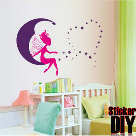 Transparent Wall sticker สติ๊กเกอร์ติดผนัง MOON SWEET DREAM (กว้าง110cm.xสูง75cm.)