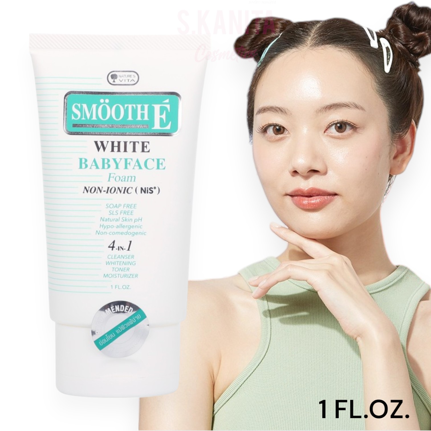 Smooth E สมูทอี ไวท์ เบบี้เฟส โฟม pH5 Vit C&E ผิวกระจ่างใส สำหรับผิวหมอง White Babyface Foam (ขนาด 1 FL.OZ.)(30 กรัม)