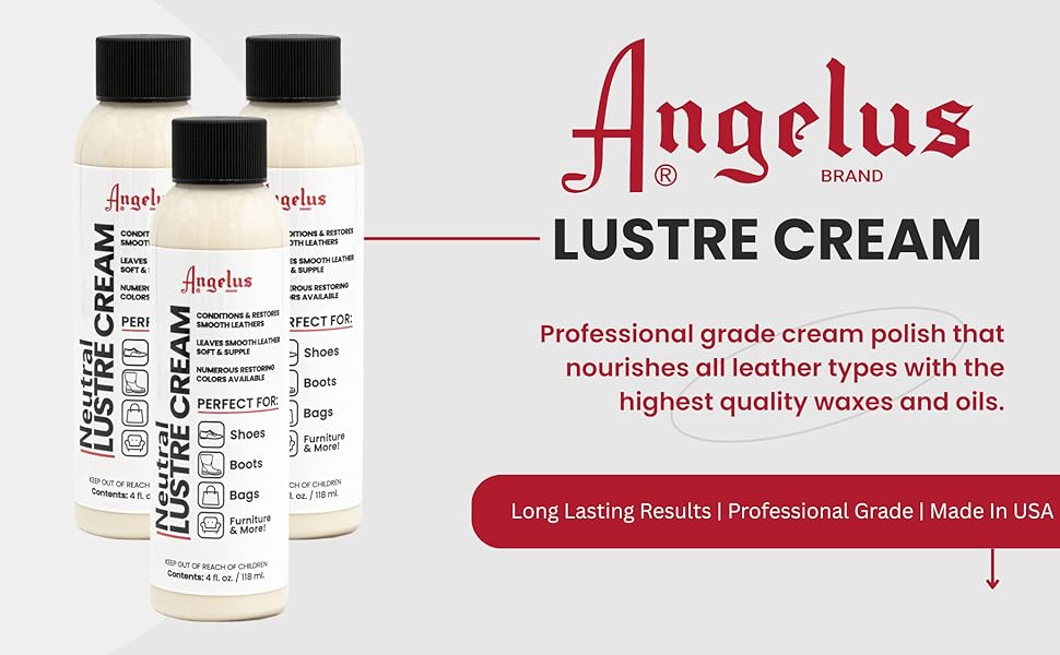 Angelus Neutral Leather Lustre Cream 4oz .ผลิตภัณฑ์ทำความสะอาดเครื่องหนัง made in U.S.A
