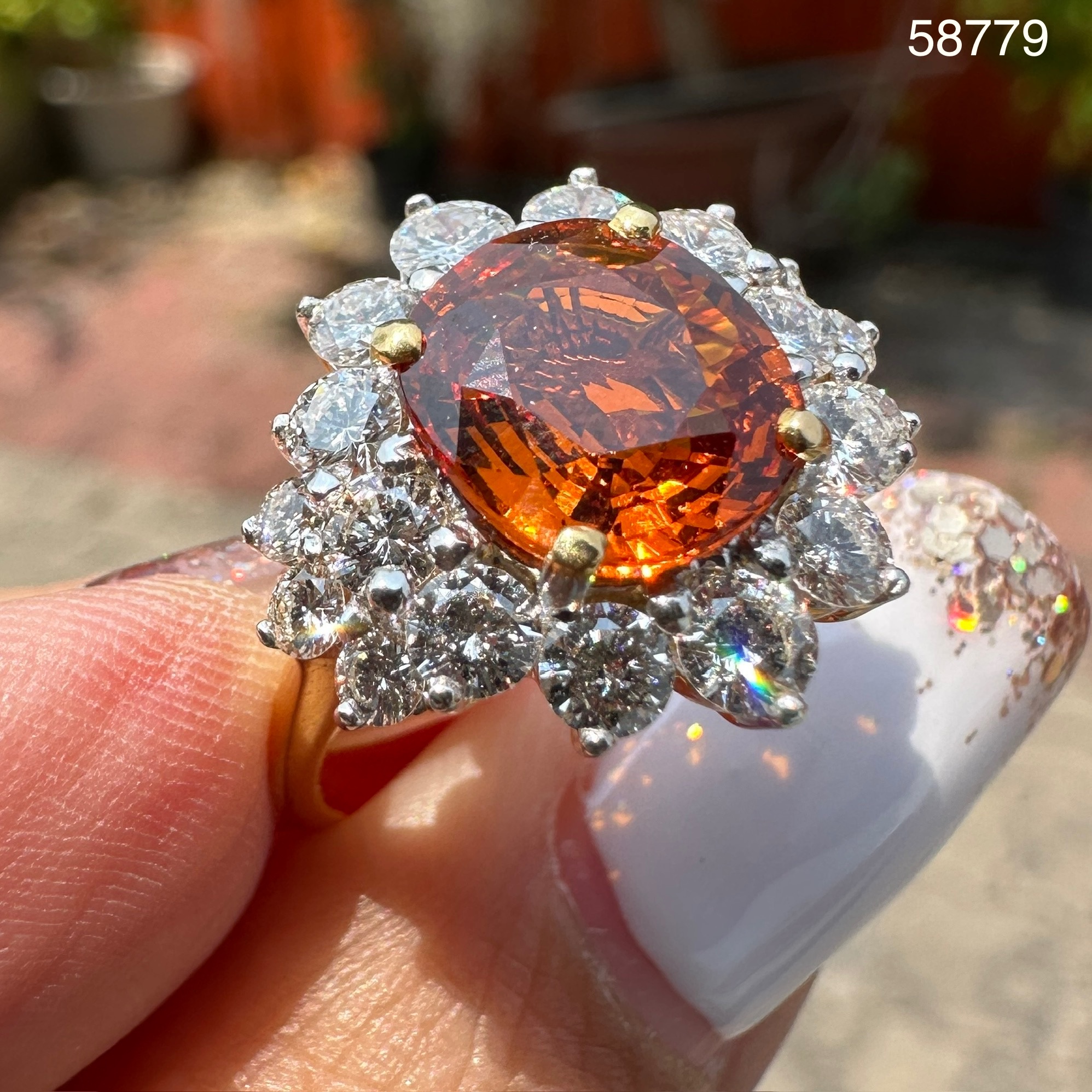 รหัส 58779 แหวน พลอยเหลือง ล้อมเพชร 18 เม็ด 1.38 กะรัต ทอง90 งานสวยมาก นน. 6.64 g