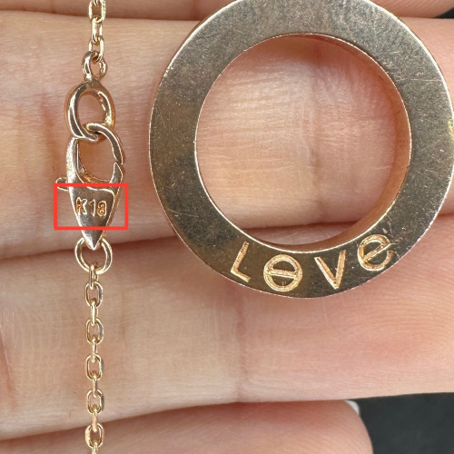 รหัส 64597 สร้อยคอ อิตาลี750 ทอง18K + จี้ Love ห่วงกลม ทอง18K ความยาว 28 นิ้ว สวมหัวได้ นน. 9.00 g