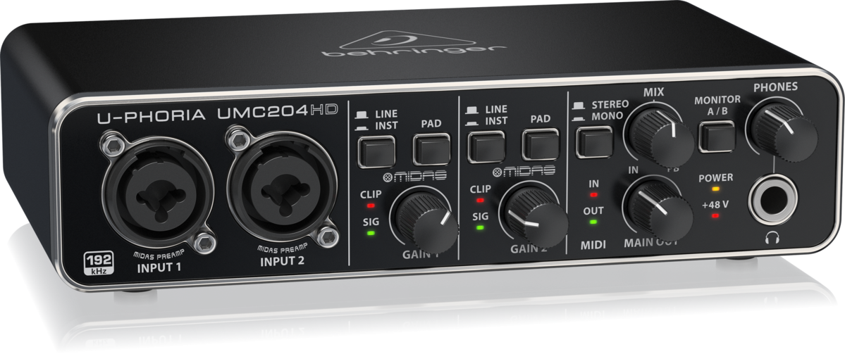 BEHRINGER U-PHORIA UMC204HD **ของแท้รับประกัน 1ปี* 2×4 USB Audio Interface, 24-Bit/192 kHz, ปรีไมค์ MIDAS, รองรับ Mac OS X/ Windows