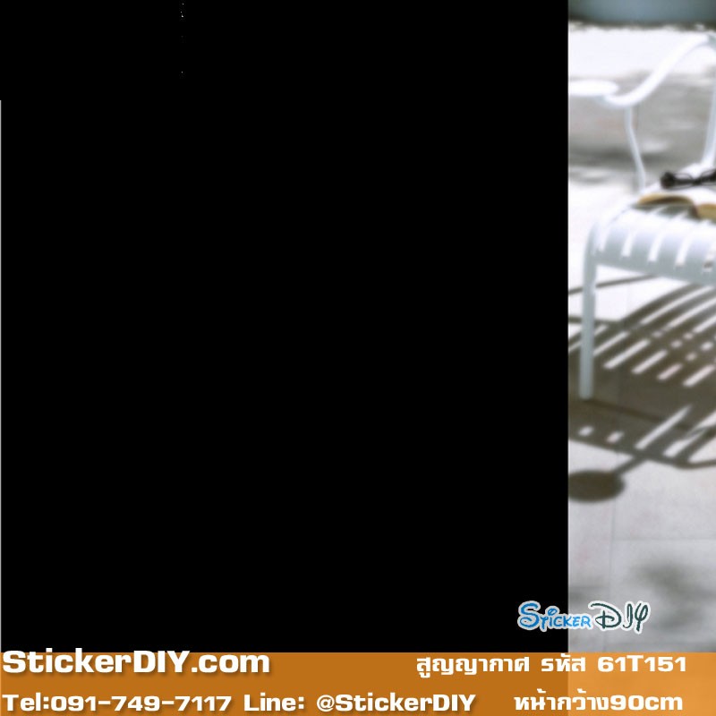 (กว้าง80cm.xยาว100cm.)ฟิล์ม PVC สูญญากาศติดกระจก "Black" T151