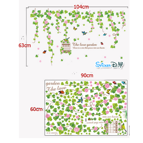 Transparent Wall sticker สติ๊กเกอร์ติดผนัง กรงนก The love garden (กว้าง96.5cm.xสูง125cm.)
