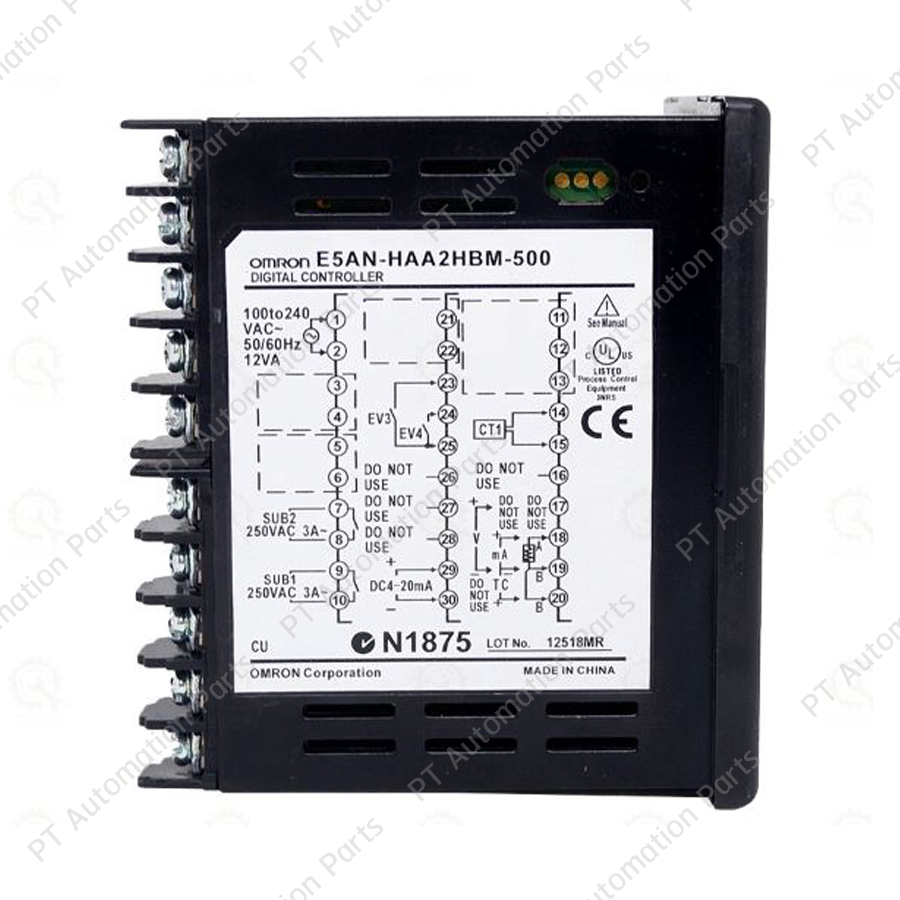 เครื่องควบคุมอุณหภูมิแบบดิจิตอล OMRON E5AN-HAA2HBM-500 Advanced Digital Temperature Controller 2x Control Output, 2x Auxiliary Output, 2x Event input, 1x Heater burnout, 100-240VAC, Multi-Range, Size 96×96mm, Display 5 digits