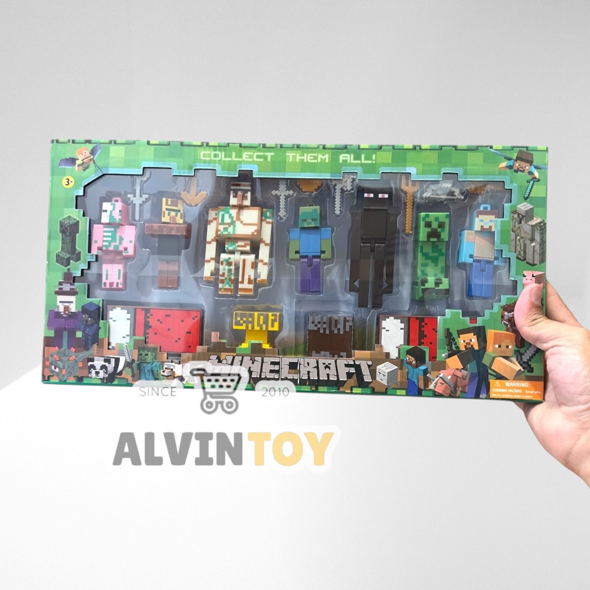 ชุดของเล่น Minecraft มายคราฟ พร้อมอาวุธ 11 ตัว ของเล่นโมเดลมายคราฟ กล่องใหญ่ สุดคุ้ม