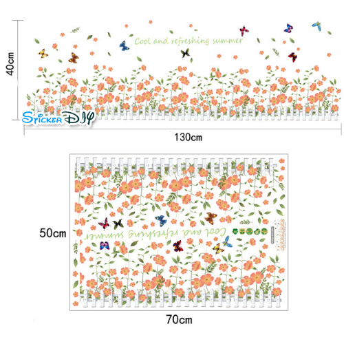 Transparent wall sticker สติ๊กเกอร์ติดผนังแต่งขอบ "Cool and Refreshing" (กว้าง130cm.xสูง40cm.)