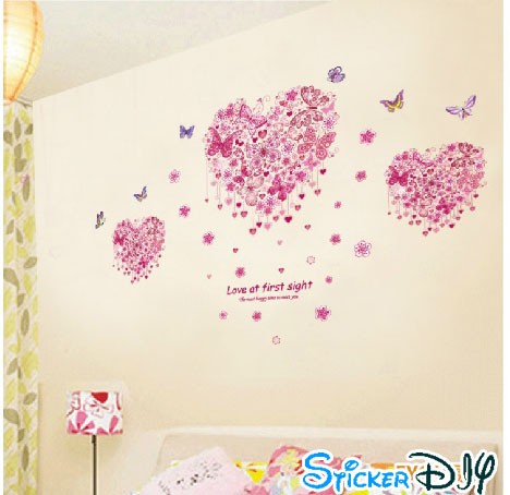 Transparent wall sticker สติ๊กเกอร์ติดผนัง Love at first sign (กว้าง150cm.xสูง100cm.)