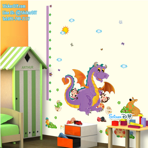 Transparent Wall Sticker สติ๊กเกอร์ติดผนัง ที่วัดส่วนสูง Dinosaur SK9101 (กว้าง112cm.xสูง127cm)