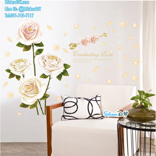 Transparent wall sticker สติ๊กเกอร์ติดผนัง Rose SK9282 (กว้าง137cm.xสูง96cm.)