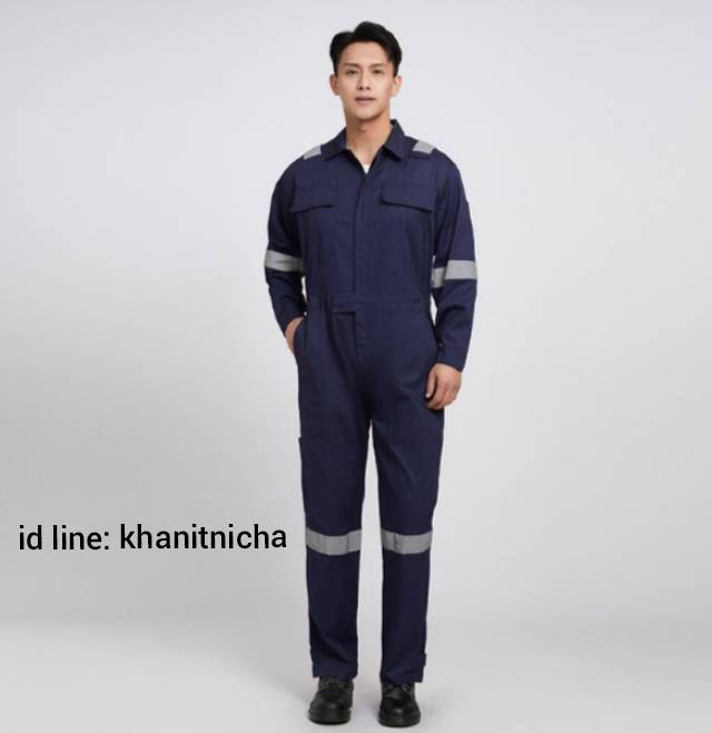 ชุดหมีช่าง ชุดหมีช่างวิศวกร ชุดหมีช่างโรงงาน มีแถบสะท้อนแสง สีแดง สีขาว สีเทา สีส้ม สีกรมท่า สีน้ำเงิน