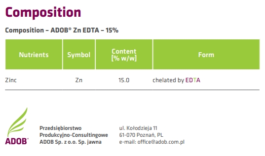 [25KG] ผงจุลธาตุสังกะสี(ซิงค์)คีเลตอีดีทีเอ 15% เวสโก้ สังกะสี (EDTA Zn 15%; ADOB@Poland) บรรจุ 25 กิโลกรัม
