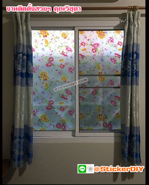 สติ๊กเกอร์ฝ้าติดกระจก แบบมีกาวในตัว Flower GS1004 (หน้ากว้าง 92cm) เมตรละ 95 บาท