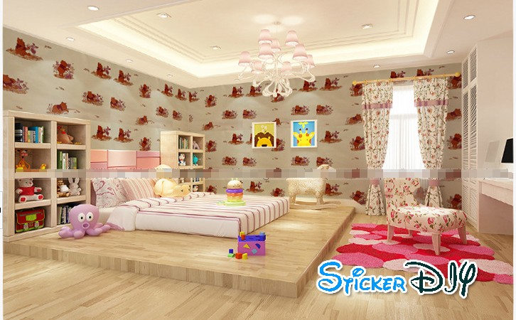 (กว้าง122cm.xยาว5m.) Wallpaper sticker วอลเปเปอร์แบบกาวในตัว ลาย Winnie the Pooh