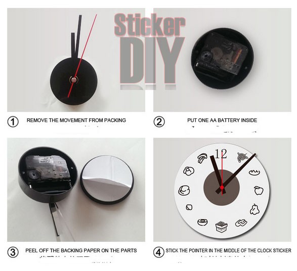 Wall clock sticker สติ๊กเกอร์นาฬิกาติดผนัง Lovely Kitchen (กว้าง46cm.xสูง48cm.)