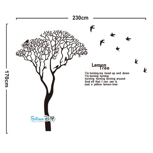 SALE Bigsize Transparent wall sticker สติ๊กเกอร์ติดผนัง Lemon Tree (กว้าง230cm.xสูง170cm.)