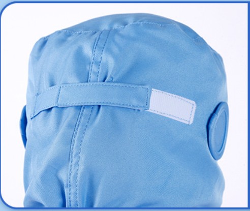 หมวกโรงงาน หมวกอนามัยป้องกันฝุ่น หมวกโรงงานคลุมไหล่ สีฟ้า สีขาว
