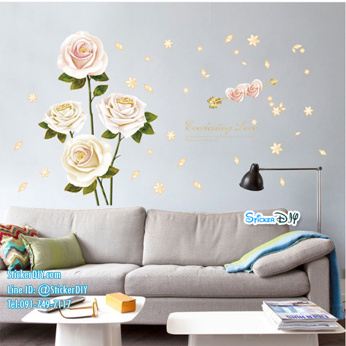 Transparent wall sticker สติ๊กเกอร์ติดผนัง Rose SK9282 (กว้าง137cm.xสูง96cm.)
