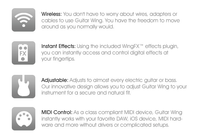 Guitar Wing : A Wireless 3D Controller คอนโทรลเลอร์ไร้สายสำหรับกีต้าร์ / เบส รับประกัน 1 ปี