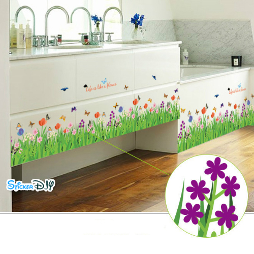 Transparent wall sticker สติ๊กเกอร์ติดผนังแต่งขอบ Life is a like flower (กว้าง176cm.xสูง40cm.)