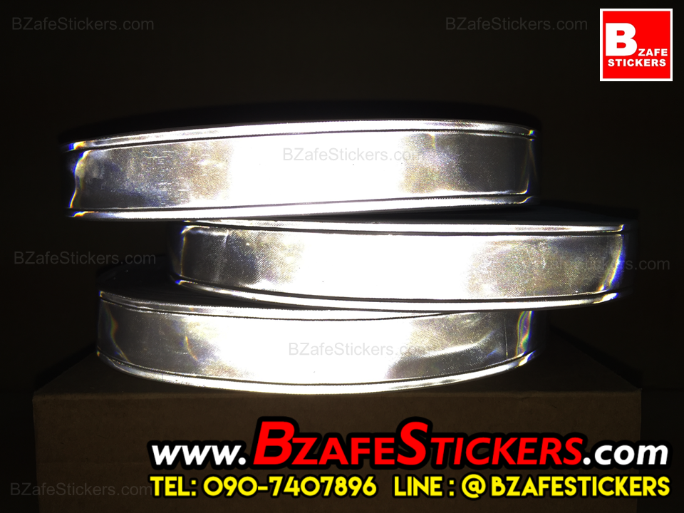 แถบสะท้อนแสง PVC แถบสะท้อนแสงติดเสื้อ กว้าง 1 นิ้ว x ยาว 50 ม.