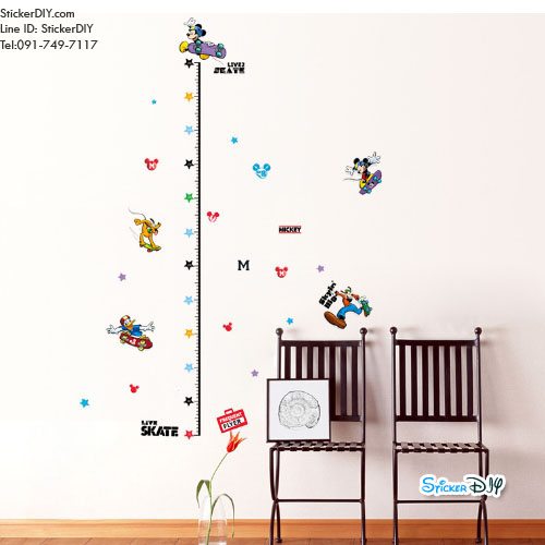 Wall Sticker สติ๊กเกอร์ติดผนัง วัดส่วนสูง MICKEY สไตล์C (กว้าง77cm.xสูง125cm.)