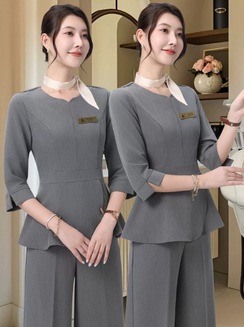 ชุดคลินิกความงาม ชุดพนักงานต้อนรับ ชุดร้านนวดสปา ชุดฟอร์ม ระดับไฮเอนด์