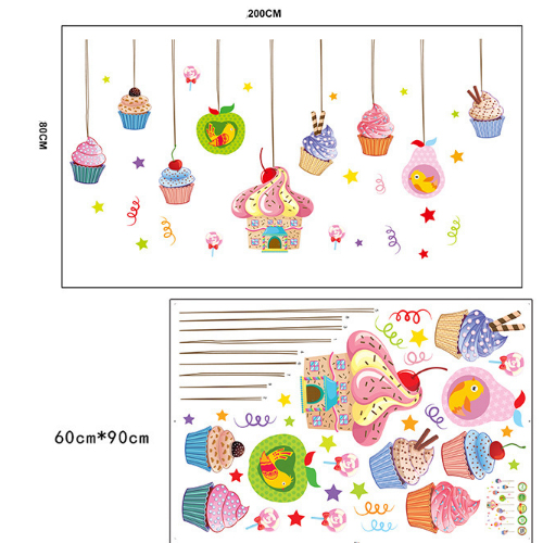 Transparent Wall Sticker โมบายคัพเค้กแสนอร่อย (กว้าง200cm.xสูง80cm.)