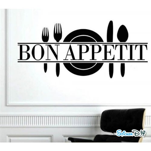 Vinyl wall sticker สติ๊กเกอร์ติดผนัง BON APPETIT (กว้าง60cm.xสูง25cm.)