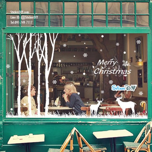 Transparent wall sticker สติ๊กเกอร์ติดผนัง Merry Christmas XL835 (กว้าง140cm.xสูง82cm.)