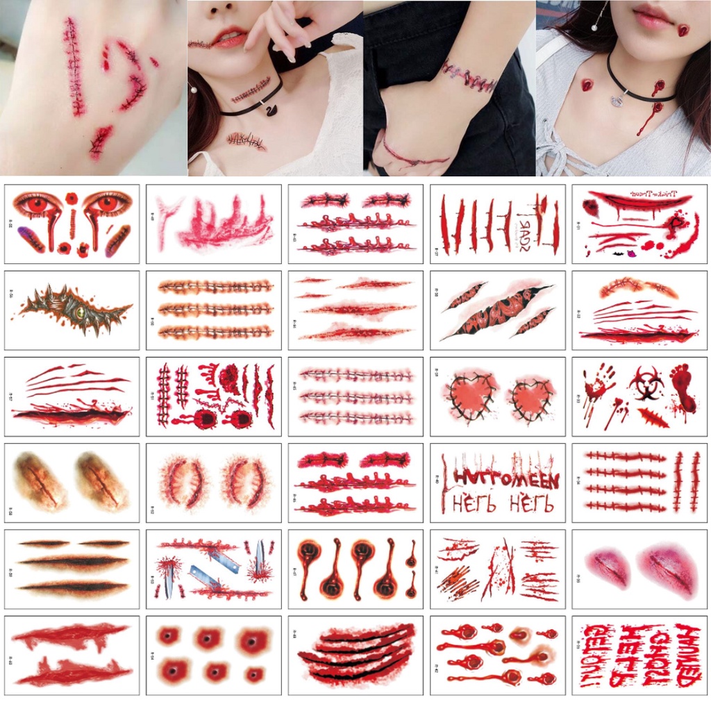 แทททู ฮาโลวีน รอยแผล tattoo haloween (R-31 - R-60)