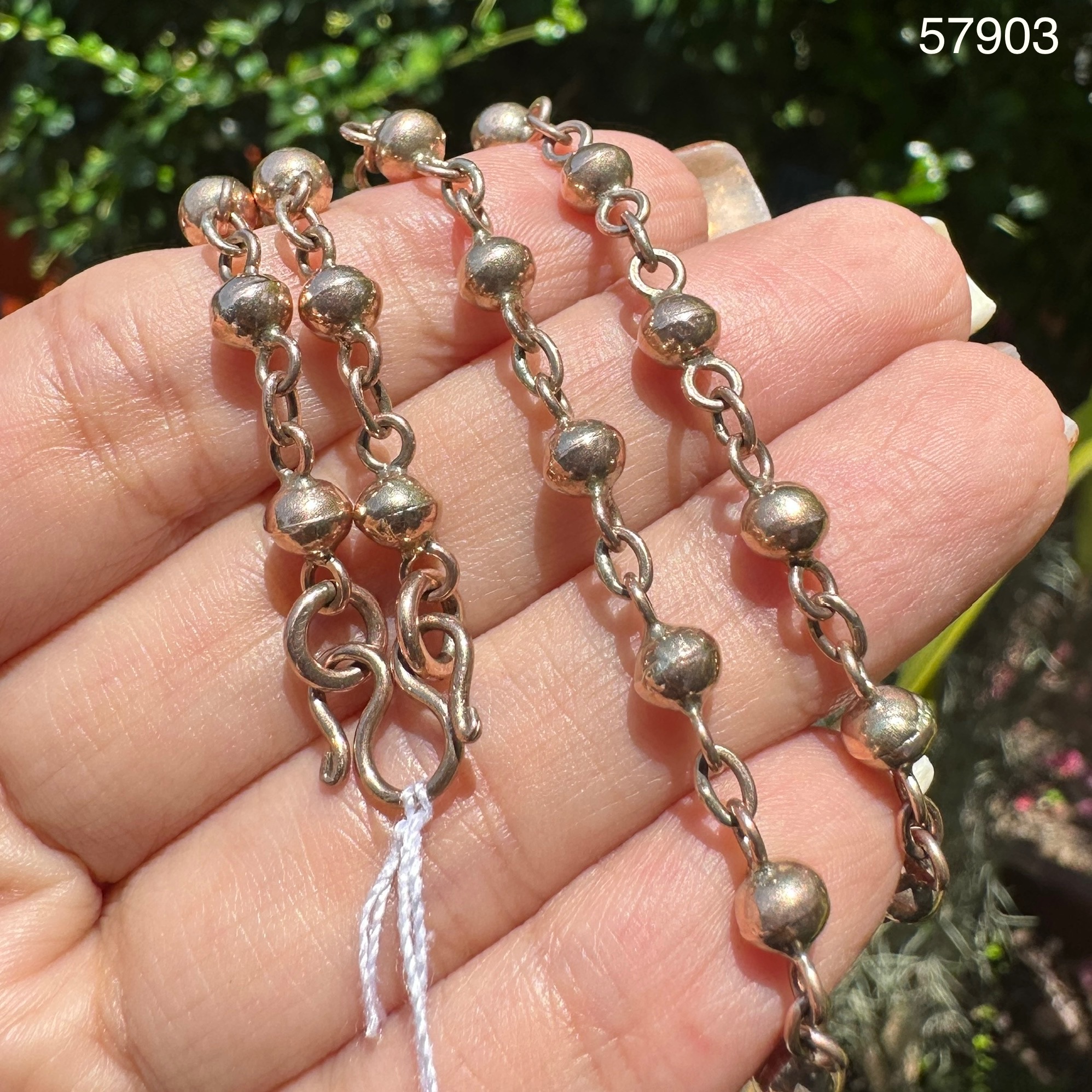 รหัส 57903 สร้อยคอ นาก40 ลายเม็ดประคำ รอบเส้น งานสวยมาก นน. 14.49 g