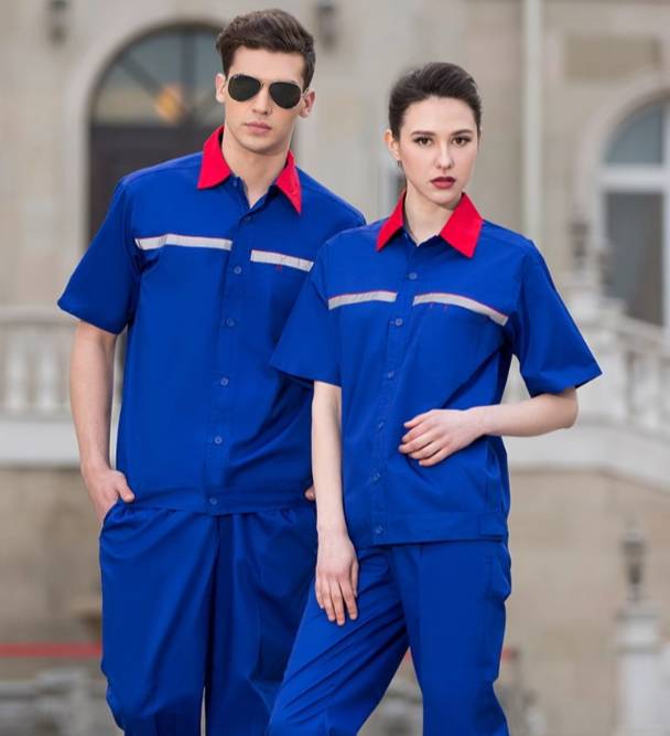 ชุดช่าง ยูนิฟอร์มช่างแขนสั้น สีเหลือง สีแดง สีน้ำเงิน