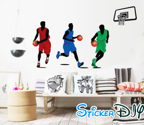 Transparent wall sticker สติ๊กเกอร์ติดผนัง Basketball Team (กว้าง160cm.xสูง100cm.)