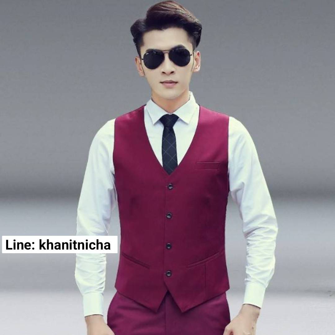 เสื้อกั๊กผู้ชายสไตล์เกาหลี เสื้อกั๊กสูทผู้ชายเพื่อนเจ้าบ่าว เสื้อกั๊กบาร์เทนเนอร์