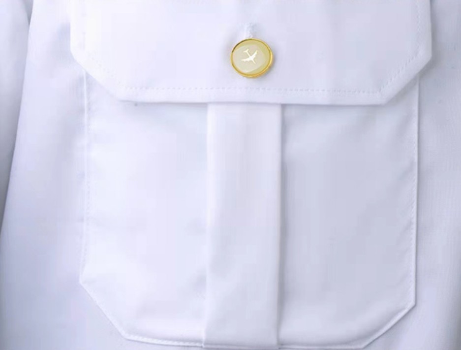 ชุดพนักงานต้อนรับบนเครื่องบิน กัปตันนักบิน นักบินพลเรือน เสื้อเชิ้ตสีขาวสำหรับทำงานของพนักงานต้อนรับบนเครื่องบิน