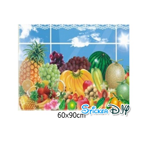 Aluminium Foil Sticker สติ๊กเกอร์อลูมิเนียม ผลไม้รวมสไตล์A (กว้าง90cm.xสูง60cm.)