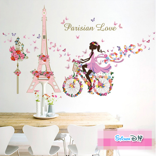 Transparent wall sticker สติ๊กเกอร์ติดผนัง Parisian Love (กว้าง145cm.xสูง80cm.)