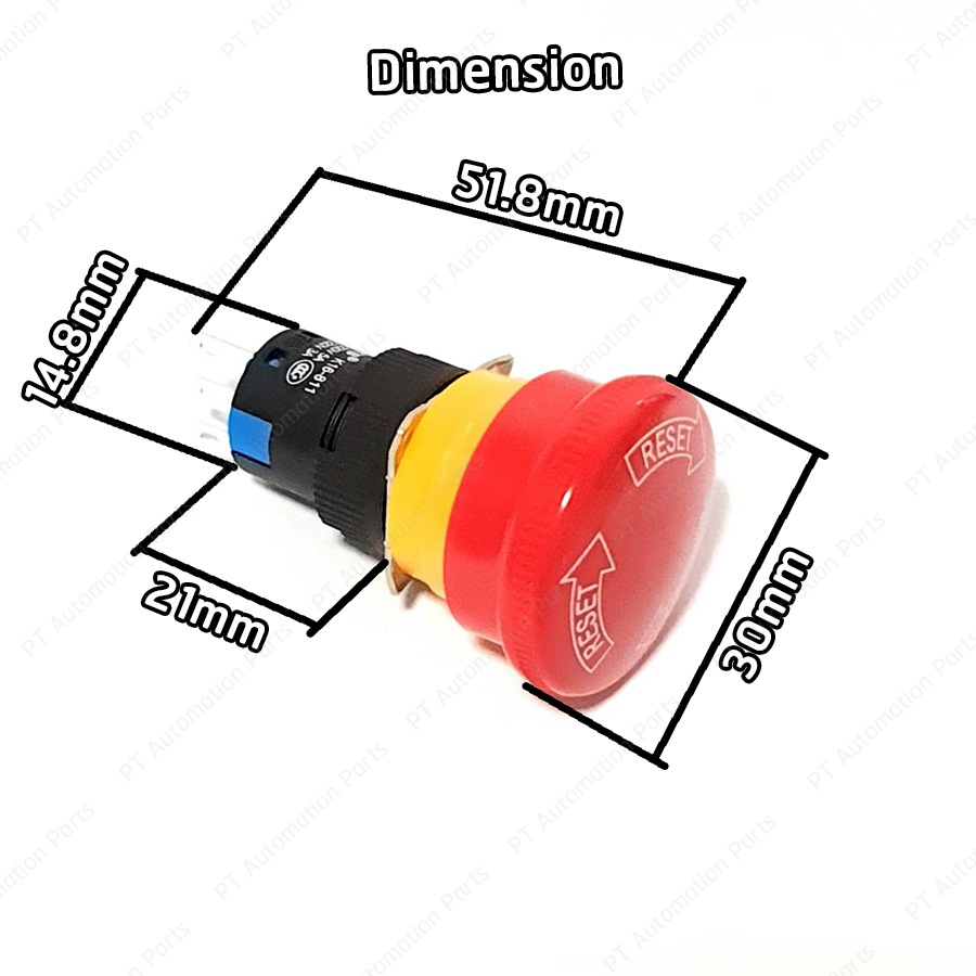สวิตช์หยุดฉุกเฉิน สวิตช์หัวเห็ด TAYB K16-811 K16-811-N ø16mm 1NO/1NC AC-15-220V 5A/DC-13-220V 3A Emergency Stop Switch Mushroom Button Switch มีให้เลือก 2แบบ