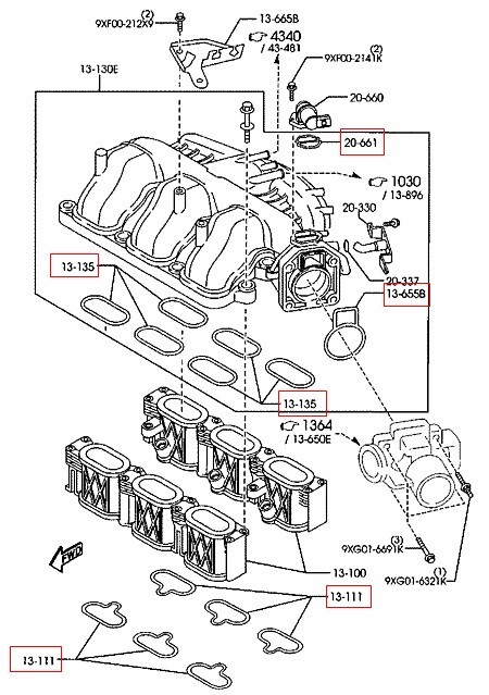 ชุดโอริงท่อร่วมไอดี ESCAPE, TRIBUTE 3.0L / AJ0313135