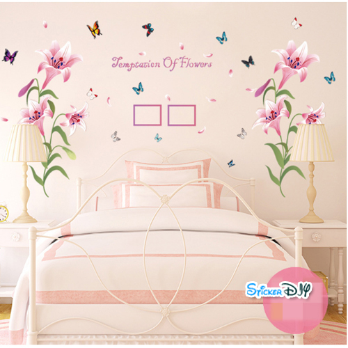 Transparent wall sticker สติ๊กเกอร์ติดผนัง Temptation of flower (กว้าง157cm.xสูง103cm.)