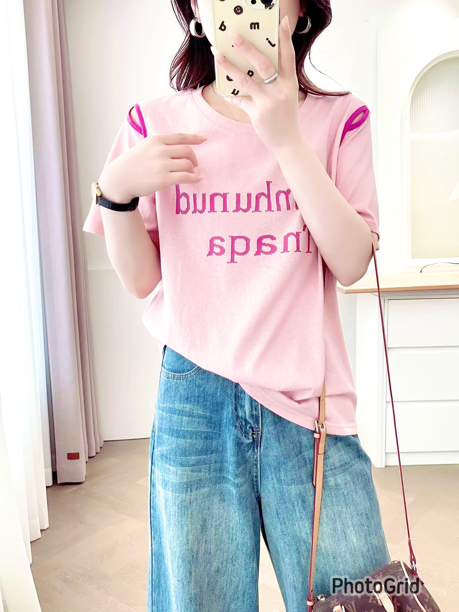 P3459 เสื้อแฟชั่นทรงปล่อย ผ้าไหมพรมเนื้อนิ่ม 2 สี ขาว ชมพู