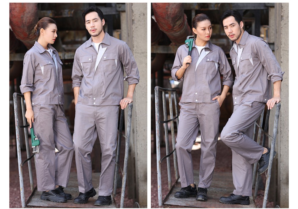 ชุดช่างผ้าฝ้ายแขนยาวบาง ทนต่อการสึกหรอ ระบายอากาศได้ดี เสื้อผ้าป้องกันแรงงานด้านวิศวกรรม