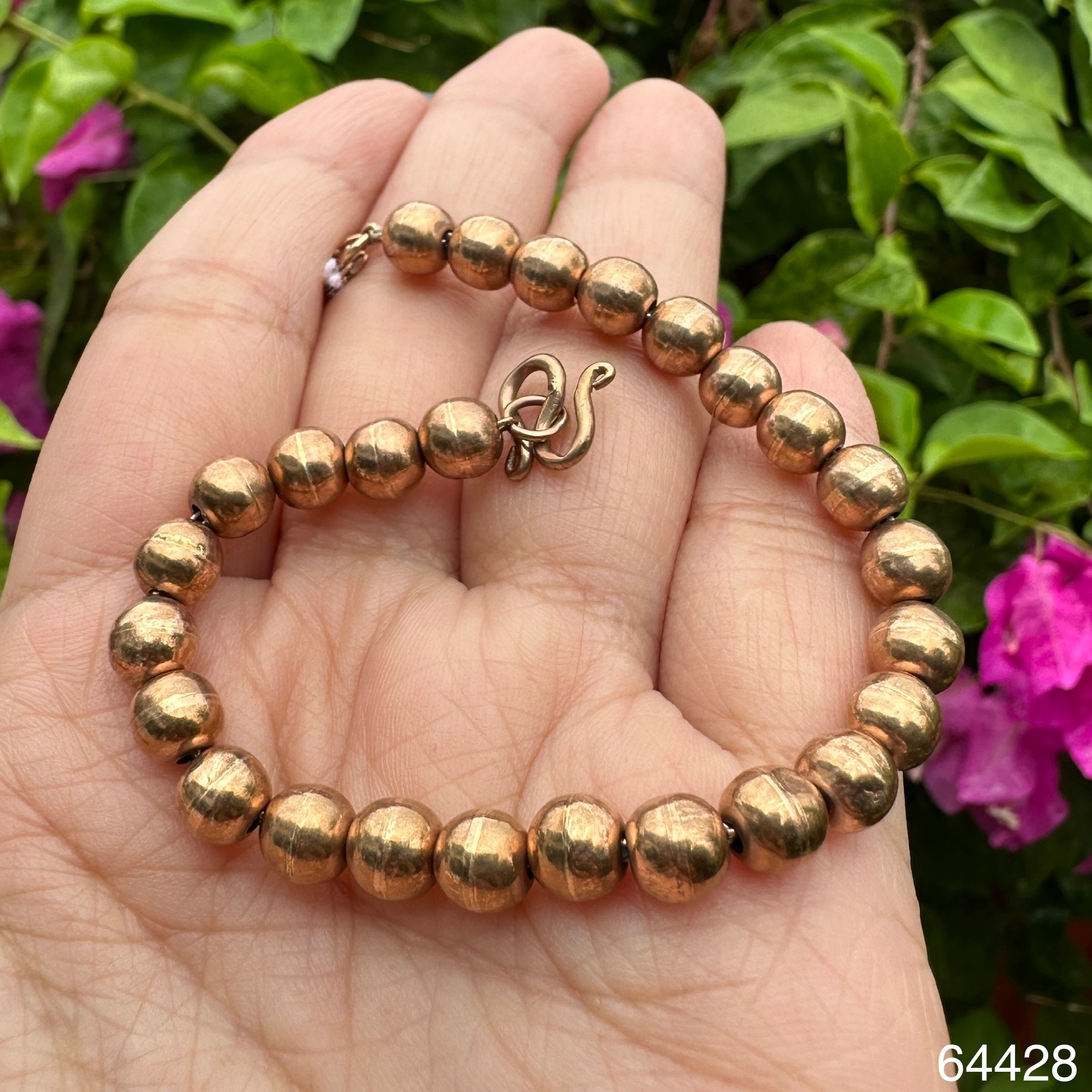 รหัส 64428 สร้อยข้อมือ นาก40 ลายเม็ดประคำ รอบเส้น นน. 13.13 g