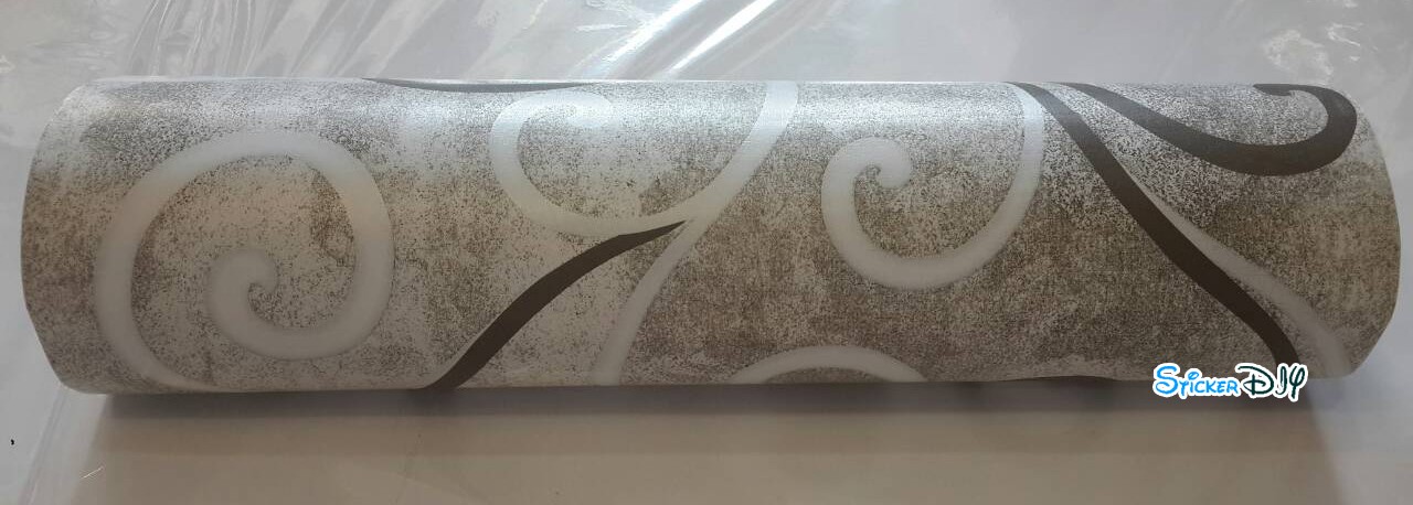 (หน้ากว้าง45cm.xยาว10m.)Wallpaper sticker วอลเปเปอร์แบบกาวในตัว Vintage สไตล์A สีเทา