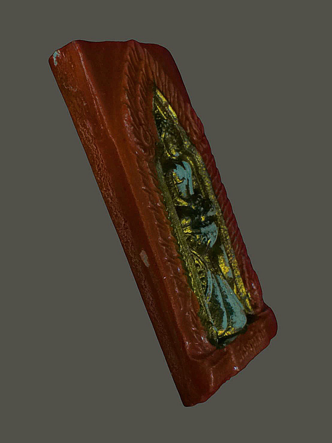 พระประจำวันพฤหัส วัดเกาะลอย จ.ระยอง ปี 2514 เนื้อผง ทาทอง ลงสี หลวงปู่ทิมเสก